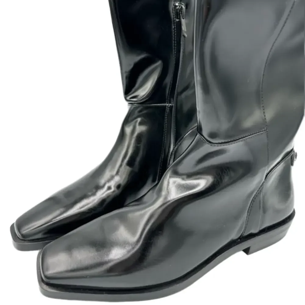 SAM EDELMAN Cesar Riding Boots women’s size 7.5 Black real & faux leather NWOB